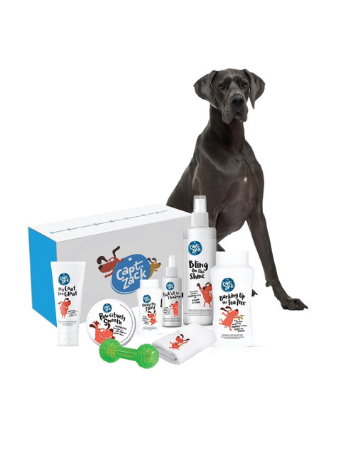 

Captain Zack The Great Dane Groom Box Ultimate 8-in-1 Head-to-Paw Groom-Kit, White