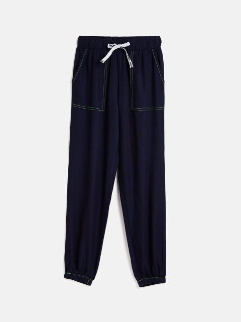 

Noh.Voh - SASSAFRAS Kids Girls Navy Blue Regular Fit Solid Joggers