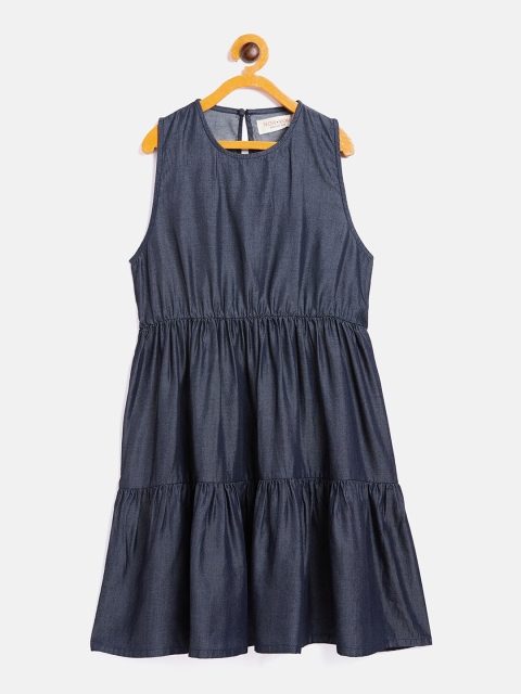 

Noh Voh - SASSAFRAS Kids Girls Navy Blue Tencel Tiered Dress