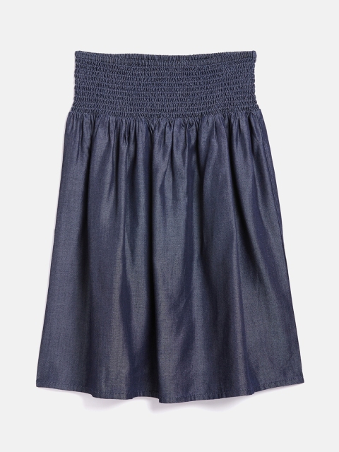 

Noh.Voh - SASSAFRAS Kids Girls Blue Solid Knee-Length Flared Skirt