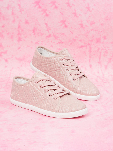 

max Women Pink Woven Design PU Sneakers