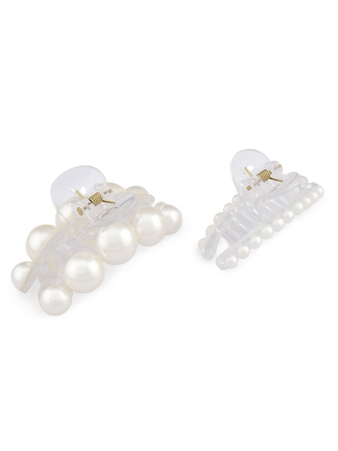 

Accessorize Women Set Of 2 Pearl & Resin Hair Claw Clips, Off white