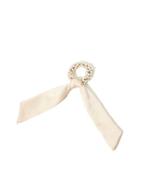 

Accessorize Women Nude-Coloured & White Beaded Ponytail Holders