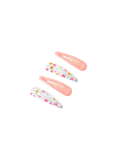 

Accessorize Women Peach-Coloured & White Set of 4 Tic Tac Hair Clip