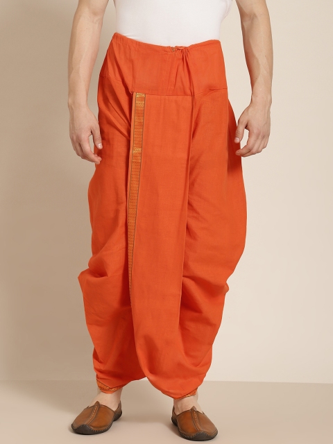 

Anug by SOJANYA Men Orange Solid Cotton Dhoti Pants