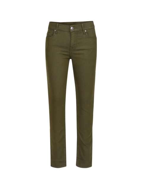 

True Religion Men Cotton Olive Green Mid-Rise Coloured Jeans