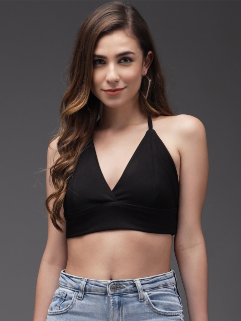 

Darzi Black Halter Neck Bralette Crop Top