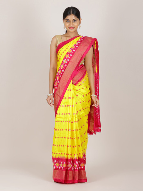 

Pothys Yellow & Pink PochamPally Pure Silk Saree