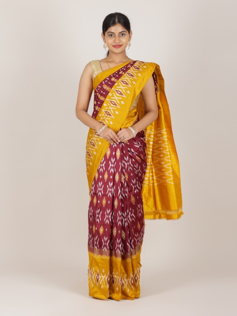 

Pothys Maroon & Yellow Ethnic Motifs Printed Sarees