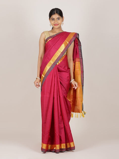 

Pothys Magenta & Golden Ethnic Motifs Zari Pure Silk Saree