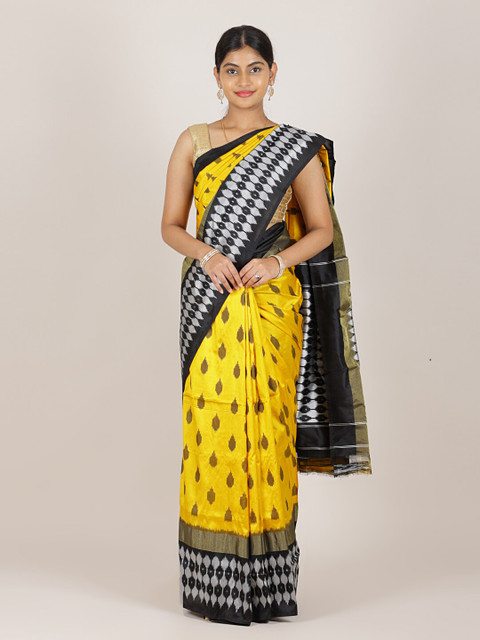 

Pothys Yellow & Black Printed Pure Silk Saree