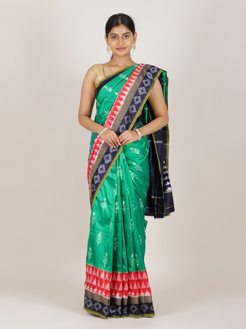 

Pothys Green & Navy Blue Zari Pure Silk Saree