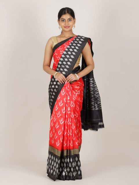 

Pothys Red & Black Ethnic Motifs Zari Pure Silk Saree