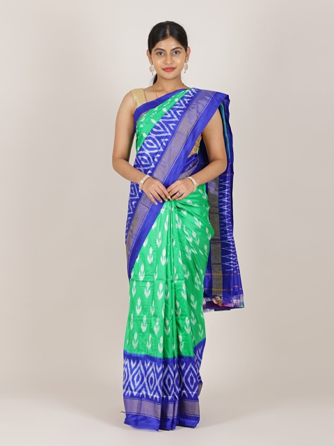 

Pothys Green & White Printed Zari Pure Silk Saree