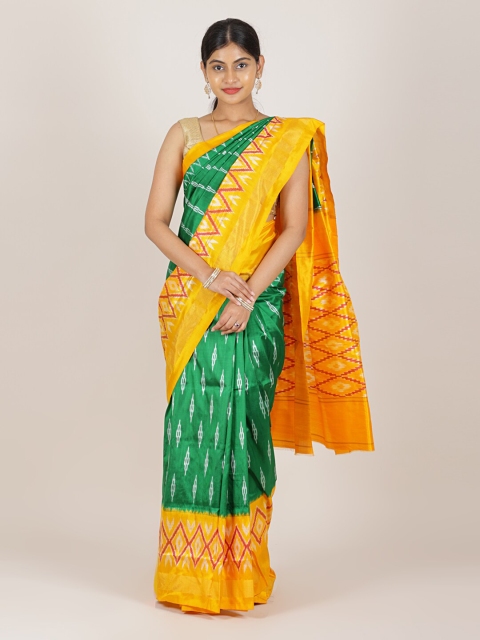 

Pothys Green & Yellow Ethnic Motifs Pure Silk Saree