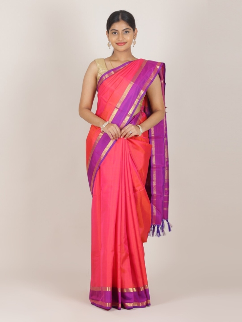 

Pothys Pink & Purple Pure Silk Kanjeevaram Saree
