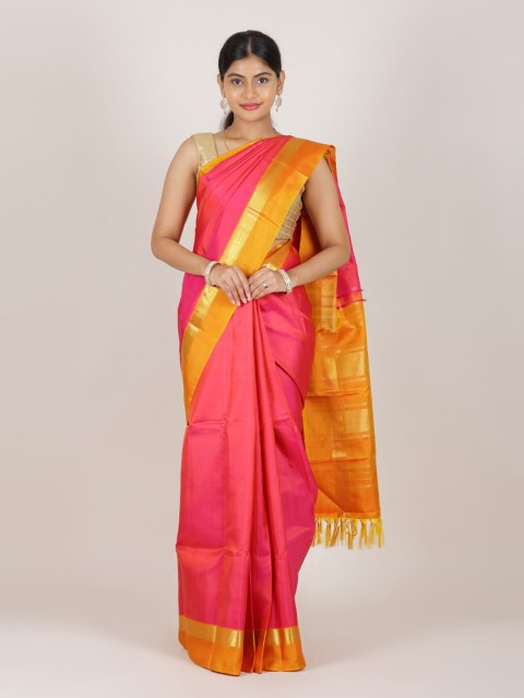 

Pothys Pink & Gold-Toned Zari Pure Silk Saree