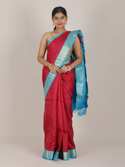 

Pothys Magenta & Blue Zari Pure Silk Saree