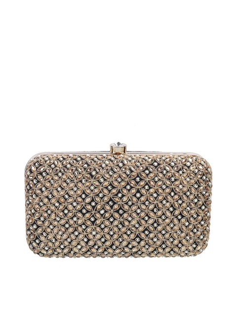 

Metro Black & Gold-Toned Embellished Box Clutch
