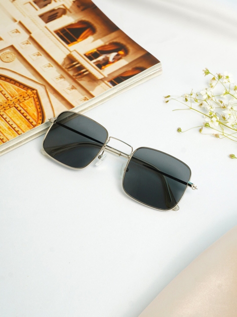 

Ferosh Unisex Black Lens & Silver-Toned Square Sunglasses