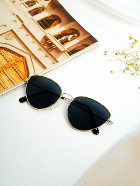 

Ferosh Unisex Black Lens & Gold-Toned Cateye Sunglasses with Regular Lens