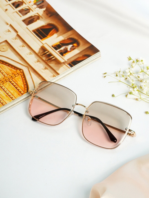 

Ferosh Unisex Pink Lens & Gold-Toned Square Sunglasses