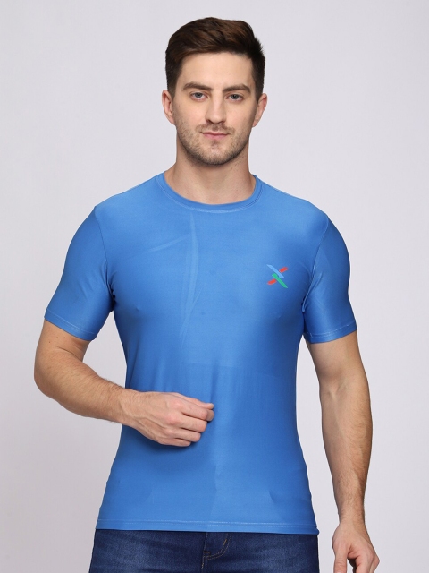 

CL SPORT Men Blue Henley Neck Applique T-shirt
