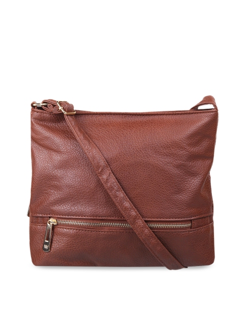 

WALKWAY by Metro Brown Textured Structured Sling Bag