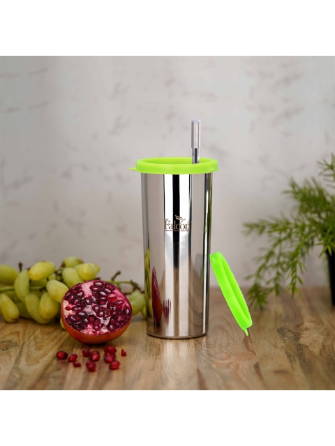 

PDDFALCON Steel & Green Straw Sipper Tumbler - 520ml