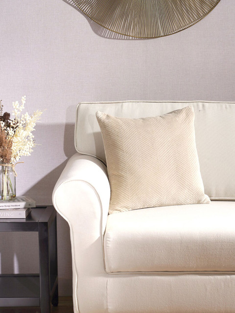 

Pure Home and Living Beige Velvet Quilted Square Cushion Cover