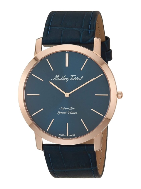 

Mathey-Tissot Men Blue Brass Dial & Blue Leather Straps Analogue Watch