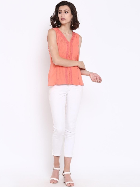 

Lakshita Peach-Coloured Cotton Top