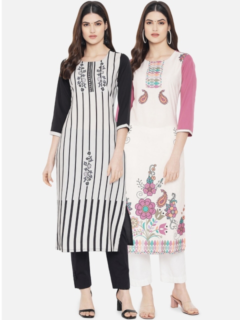 

Ethnic basket Women Pack of 2 Multicoloured Printed Crepe Kurta, Multi