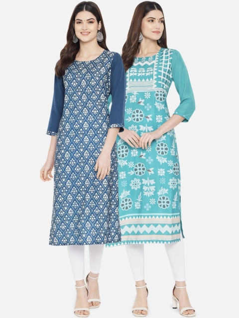 

Ethnic basket Women Multicoloured Geometric Printed Crepe Kurta, Multi