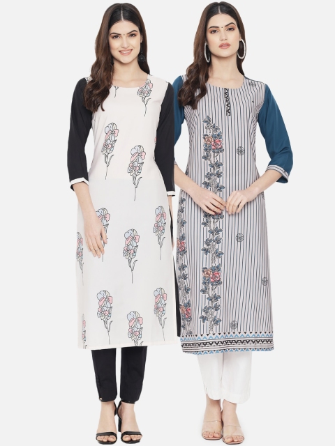 

Ethnic basket Women Pack Of 2 Straight Kurtas, White