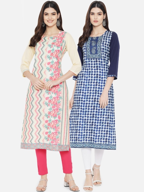 

Ethnic basket Women Multicoloured Set of 2 Ethnic Motifs Printed Crepe Kurta, Multi