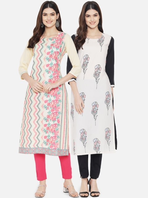

Ethnic basket Women Multicoloured Set of 2 Ethnic Motifs Printed Crepe Kurta, Multi