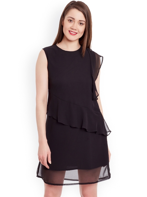 

Zima Leto Women Black Solid A-Line Dress