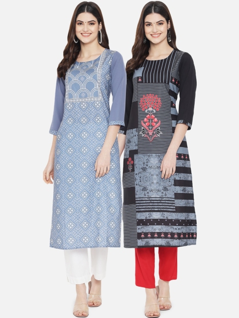 

Ethnic basket Women Pack Of 2 Multicoloured Tribal Printed Kurtas, Multi
