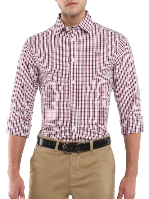 

Crew Clothing Men Pink Checked Cotton Casual Shirt