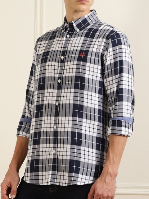

Crew Clothing Men Navy Blue & White Checked Casual Shirt