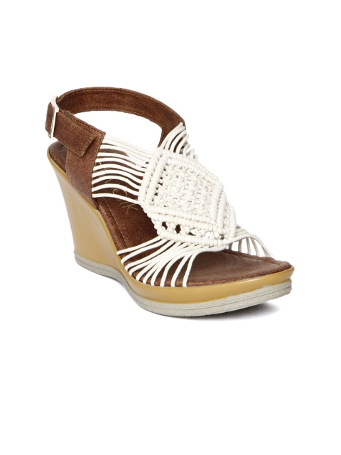 

Catwalk Women White & Brown Colourblocked Wedges