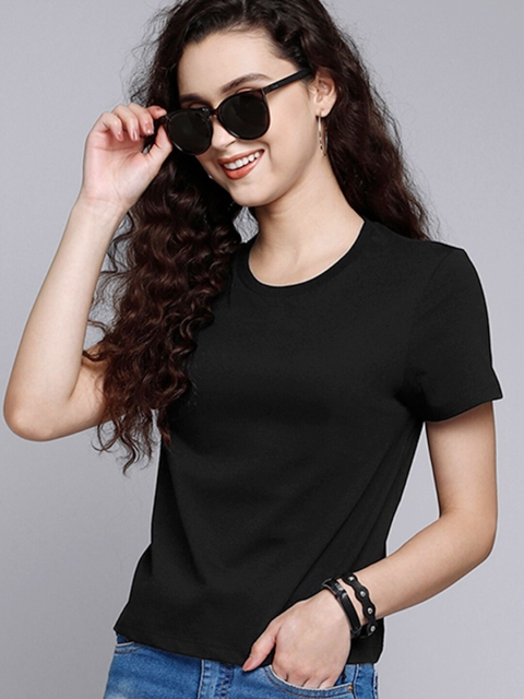 

Free Authority Women Black Pure Cotton T-shirt