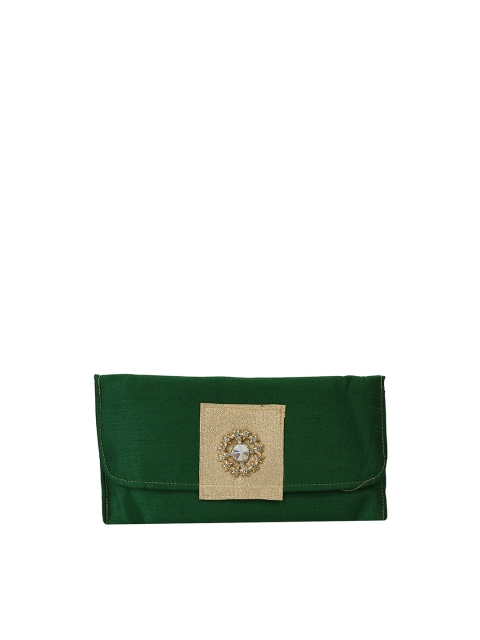 

LELYS Green & Gold-Toned Embroidered Purse Clutch