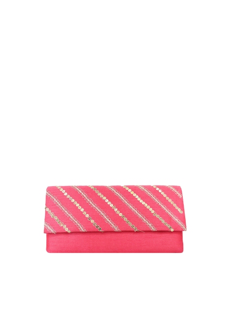 

LELYS Pink & Gold-Toned Embellished Envelope Clutch