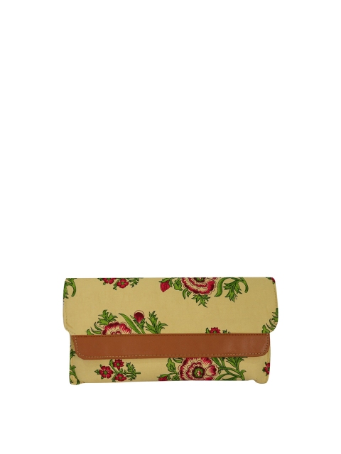 

LELYS Brown & Green Printed Cotton Envelope Clutch