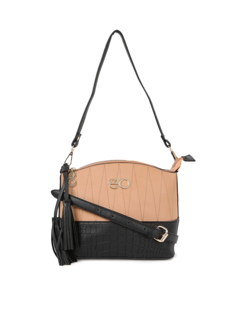 

E2O Dusty Pink & Black Colourblocked Sling Bag