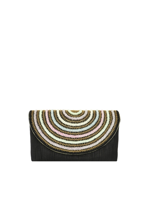 

LELYS Black & Gold-Toned Embellished Purse Clutch