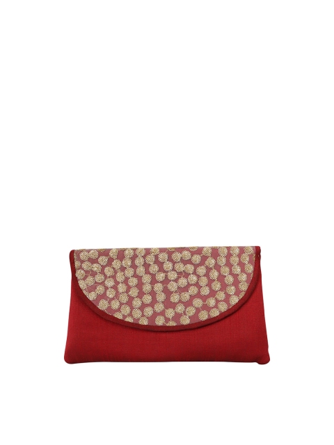 

LELYS Women Red & Cream Embroidered Purse Clutch