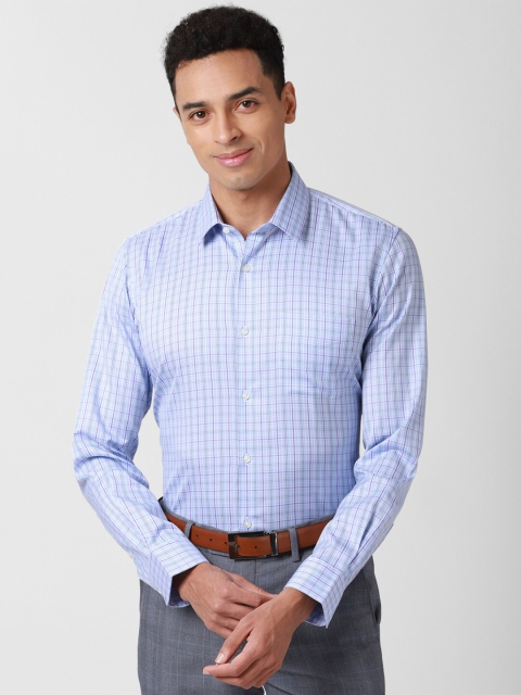 

Peter England Men Blue Slim Fit Checked Cotton Formal Shirt